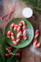 Christmas cookies in candy cane shape