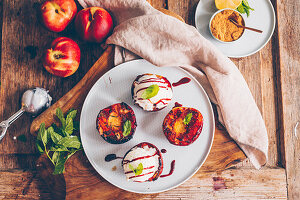 Grilled nectarine with vanilla ice cream