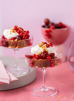 Red berry tiramisu with redcurrants and gooseberries