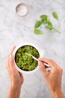 Green lentil and spinach spread