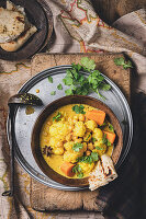 Cauliflower-sweet potato-chickpea curry