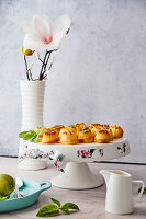 Mini bundt cakes with basil and lime syrup