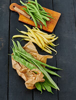 Broad, yellow and green beans