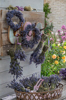 Lavender wreath and bouquet of lavender
