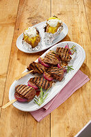 Grilled steak kebabs