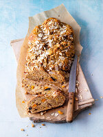 Sweet yeast plait with dried fruits