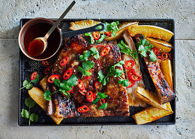 Pork belly with soy and lime marmalade
