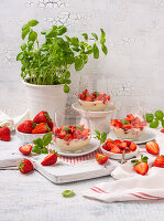 Vegan vanilla yogurt with basil strawberries