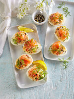 Deviled eggs with smoked salmon
