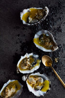 Oyters with garlic and herb butter