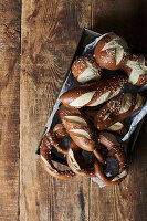 Rustic pretzel rolls