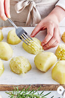 Preparing roast potatoes