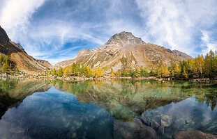 Acque Sparse lake in the autumn season, Eita, Val Grosina, Valtellina, Sondrio Province, Lombardy, Italy, Europe