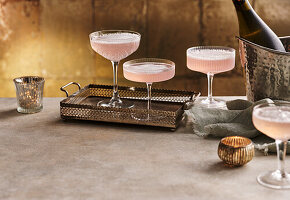 Pink cocktail with elderflower liqueur