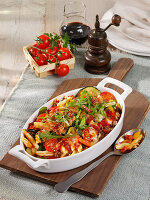 A pasta and vegetable bake