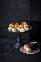 Cream cheese chocolate cookie balls dipped in white chocolate