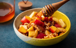 Stewed fruit with walnuts, ginger, cinnamon and honey