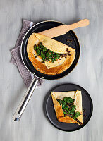 Vegetarian soya galette with spinach filling