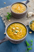 Lentil soup made from red lentils and homemade curry paste