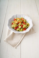 Conchiglioni with avocado, lime and melon