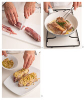 Prepare pork fillet with hazelnut crust