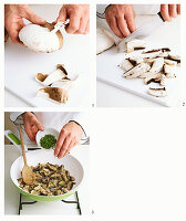 Preparing fried portobello mushrooms