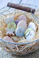Easter biscuits in a wire basket