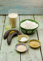 Zutaten für Bananenpancakes