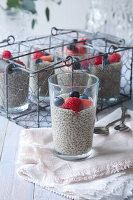 Vegan chia and oat milk pudding