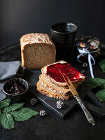 Wholemeal bread with blackberry fruit spread