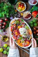 Tomato salad with burrata and redcurrants