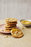 Cashew chocolate cookies with pineapple dipping sauce