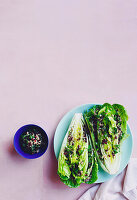 Romaine lettuce with Israeli anchovy and herb dressing