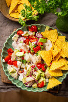 Ceviche of white fish with nacho chips
