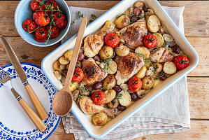 Chicken Thigh Traybake with Roasted Tomatoes