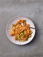Linguine with tempeh bolognese