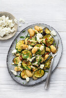 Mediterranean courgette and aubergine salad with feta
