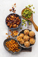 Various roasted nuts and chickpeas