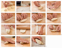 Making sausage in a roll dough