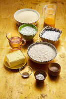 Dough ingredients for maamoul (date-filled pastry)
