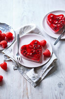 Heart-shaped raspberry jellies