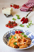 Rigatoni with tomato sauce and ricotta salata