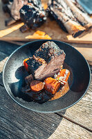 Braised beef cross ribs with oven vegetables