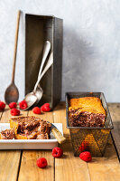 Raspberry and chocolate box cake