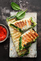 Grilled spinach börek