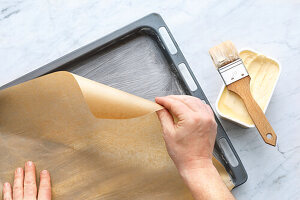 Line a greased baking tray with baking paper