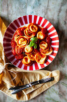 Caprese ravioli in tomato sauce