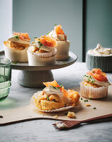 Muffins with harissa and smoked salmon