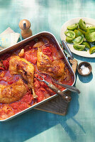 Chicken drumsticks in stewed tomatoes