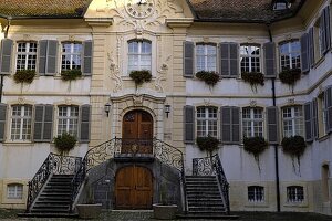 Switzerland, canton of Jura, Porrentruy, Grand Rue, Hotel-Dieu dated 1761, became a museum, library